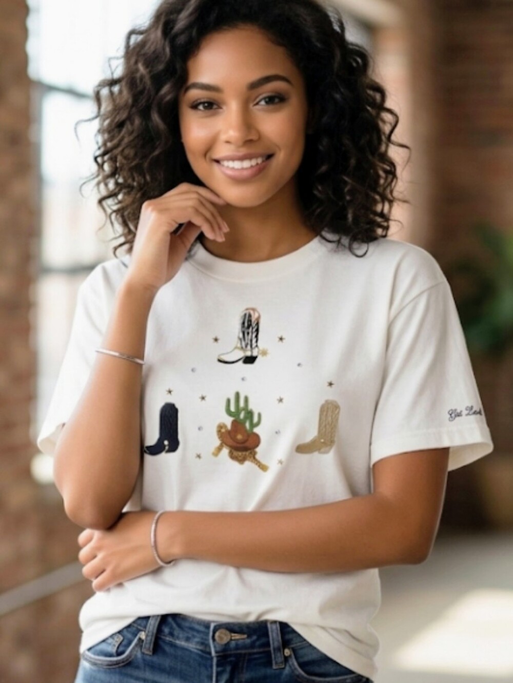 Vintage 90s Get Lucky Embroidered Western Tee, S